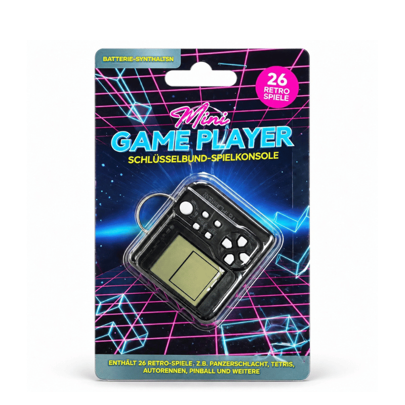 Game Player – Schlüsselbund-Spielkonsole mit 26 Retro-Spielen