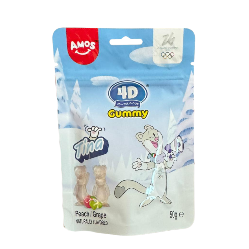Amos 4D Gummy Tina Peach / Grape 50 g - My Candytown