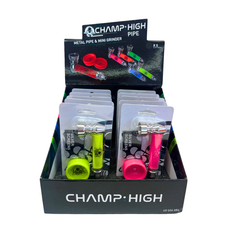 Champ High Metal Pipe + Mini Grinder – Mix Colors