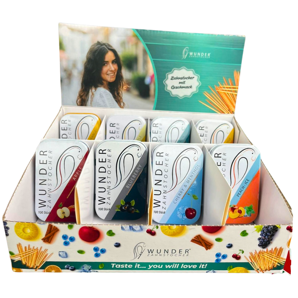 Wunder Zahnstocher - 8 sorten (Mixed Aufsteller)