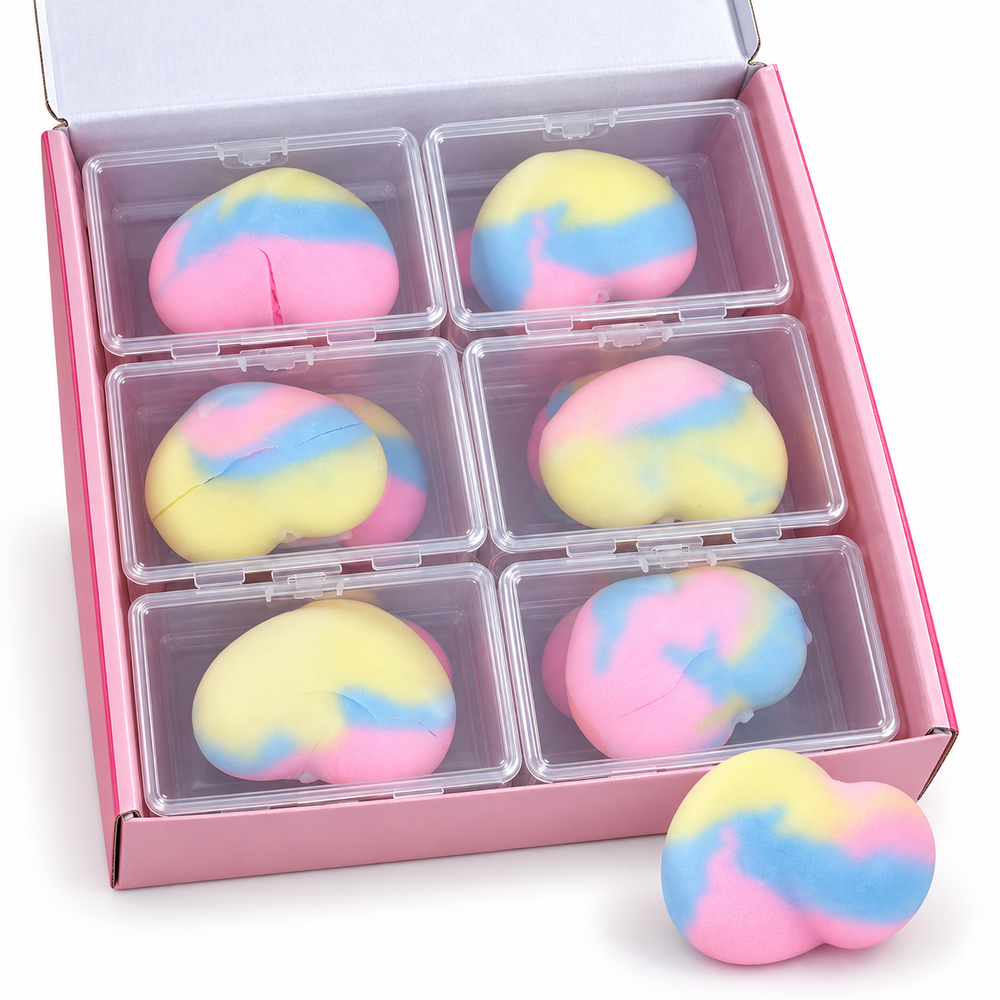 Pastel Heart Crispy Squishy – Rosa/Blau/Gelb