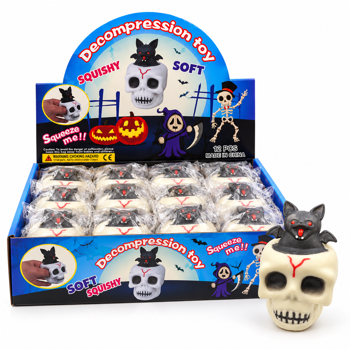 Decompression Toy – Halloween Totenkopf mit Fledermaus