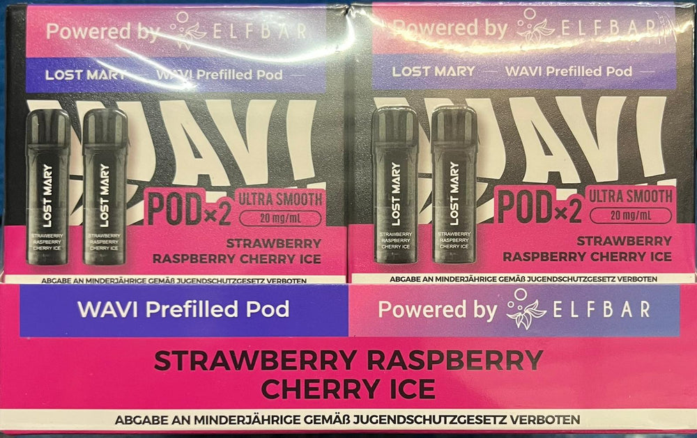 Elfbar Lost Mary WAVI - Strawberry Raspberry Cherry Ice -  20mg Nikotin 2er Pack