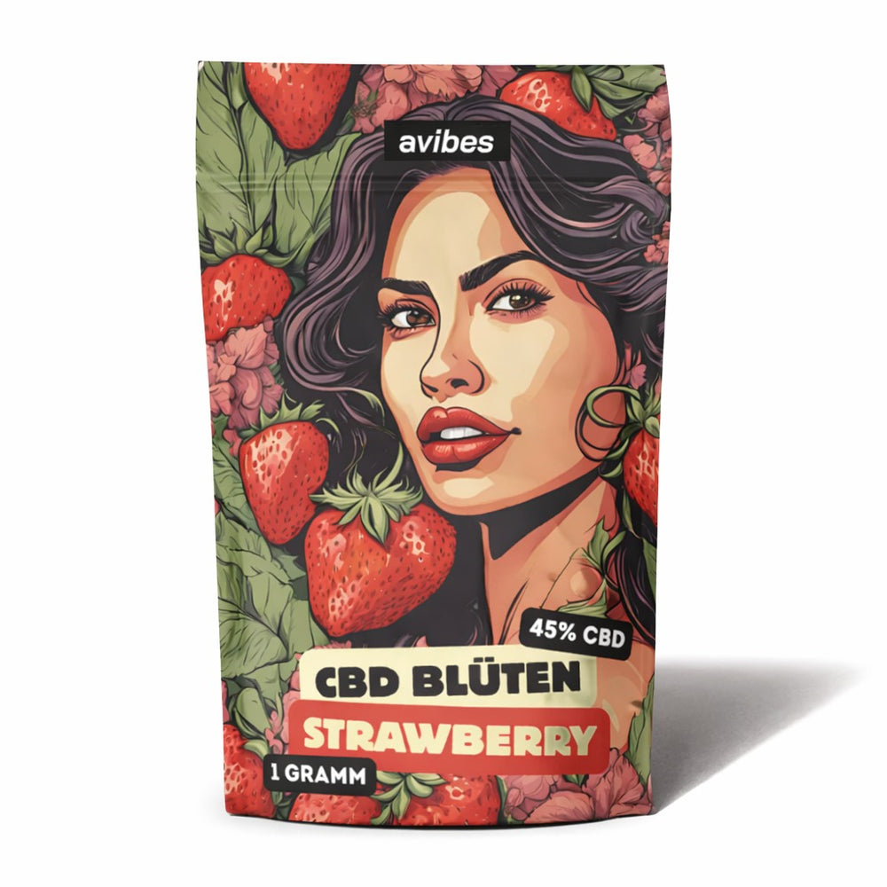 Avibes CBD Blüte - Strawberry 45% 1g - My Candytown